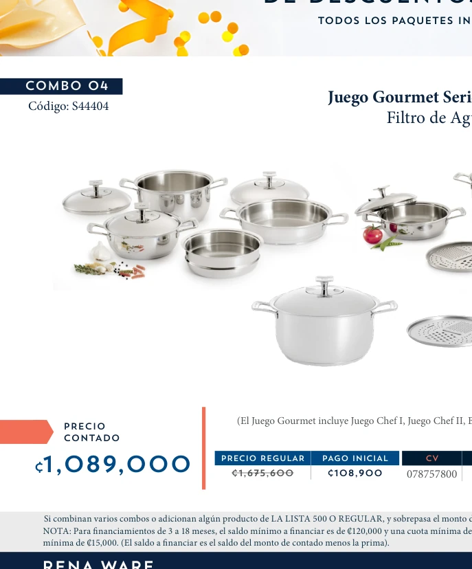 Juego Gourmet Serie Zylstra 17 piezas + Filtro de Agua RWF-228
