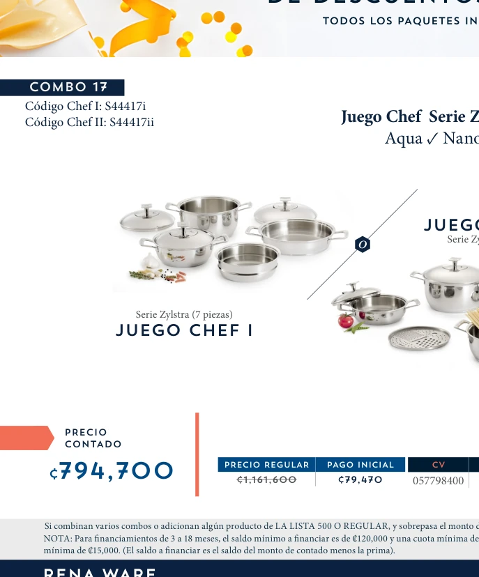 Juego Chef Serie Zylstra 7 piezas + Aqua ✓ Nano CTU-500