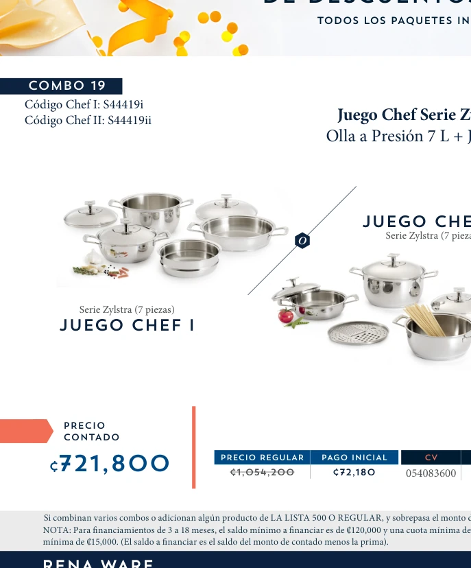 Juego Chef Serie Zylstra 7 piezas + Olla a Presión 7 L + Juego de Espátulas
