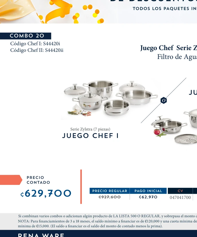 Juego Chef Serie Zylstra 7 piezas + Filtro de Agua RWF-228