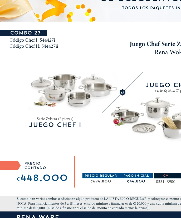 Juego Chef Serie Zylstra 7 piezas + Rena Wok 34 cm