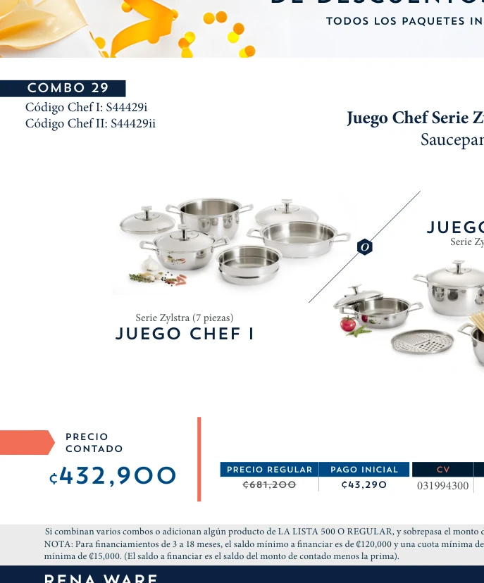 Juego Chef Serie Zylstra 7 piezas + Saucepan 2.5 L