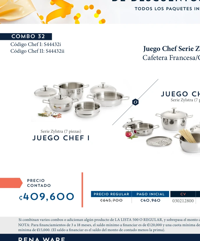 Juego Chef Serie Zylstra 7 piezas + Cafetera Francesa/Chocolatera 1.3 L
