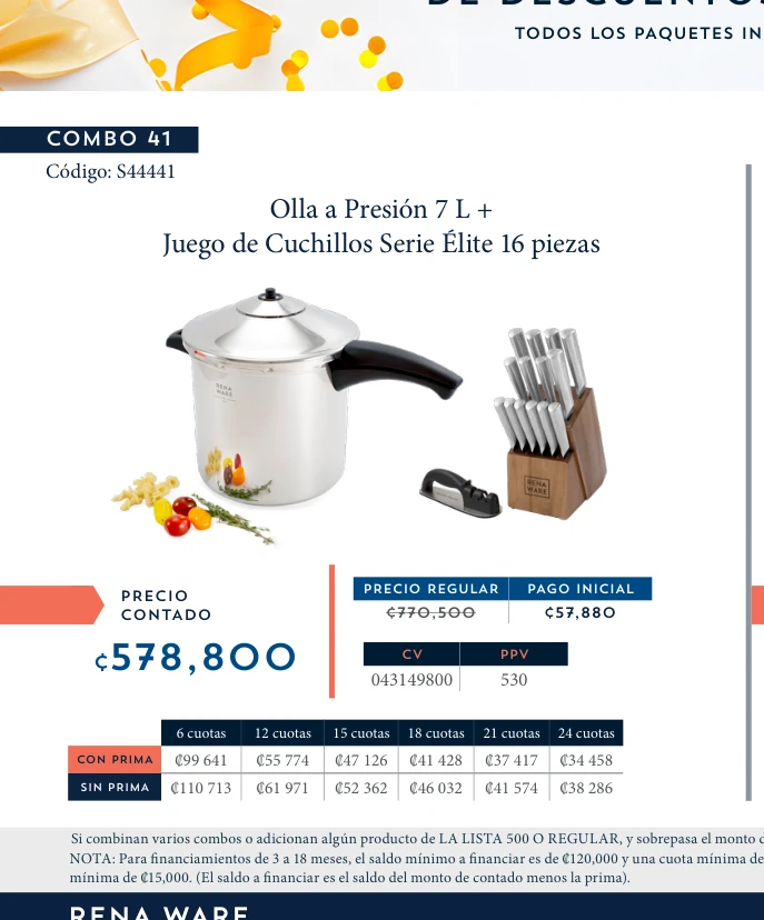 Olla a Presión 7 L + Juego de Cuchillos Serie Élite 16 piezas
