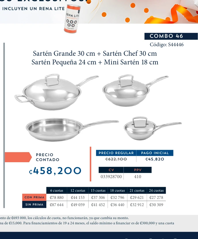 Sartén Grande 30 cm + Sartén Chef 30 cm + Sartén Pequeña 24 cm + Mini Sartén 18 cm