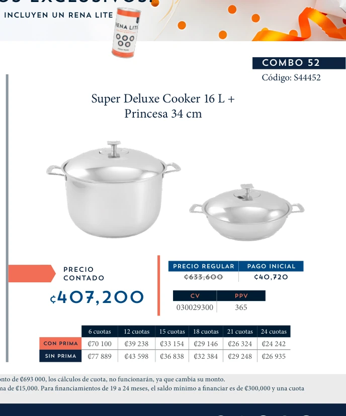 Super Deluxe Cooker 16 L + Princesa 34 cm