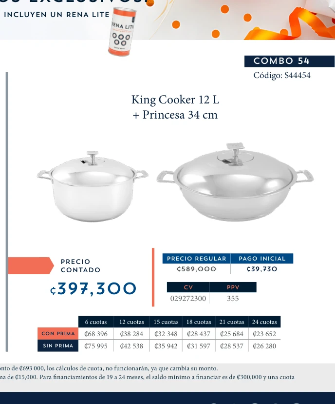 Sartén Chef 30 cm + King Cooker 12 L + Princesa 34 cm