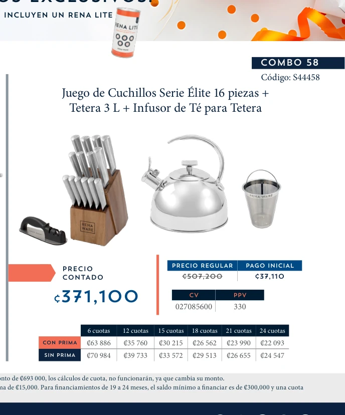 Juego de Cuchillos Serie Élite 16 piezas + Tetera 3 L + Infusor de Té para Tetera