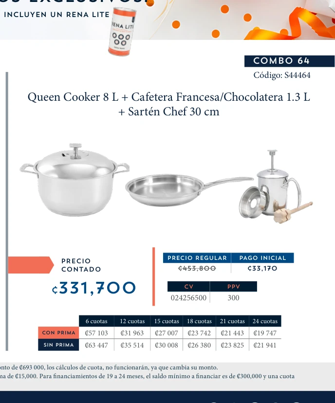 Queen Cooker 8 L + Cafetera Francesa/Chocolatera 1.3 L + Sartén Chef 30 cm