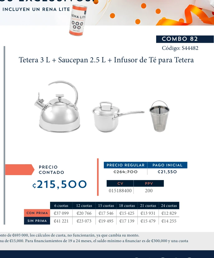 Saucier 1.75 L + Tetera 3 L + Saucepan 2.5 L + Infusor de Té para Tetera