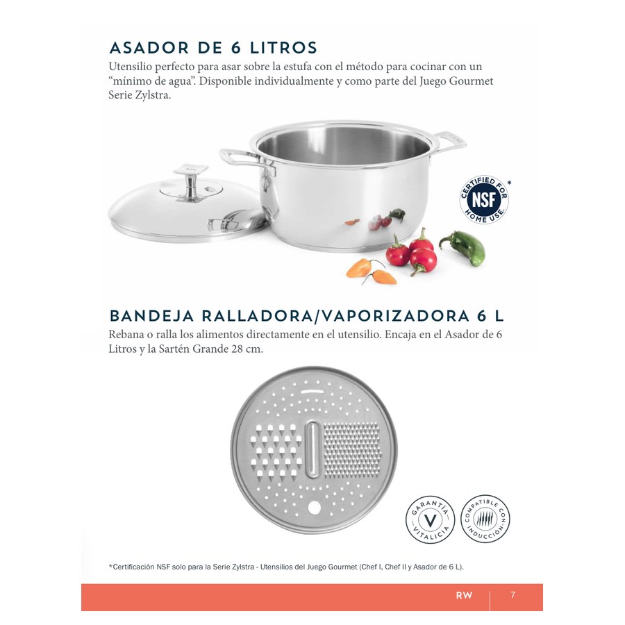 Bandeja ralladora/vaporizadora 6 L
