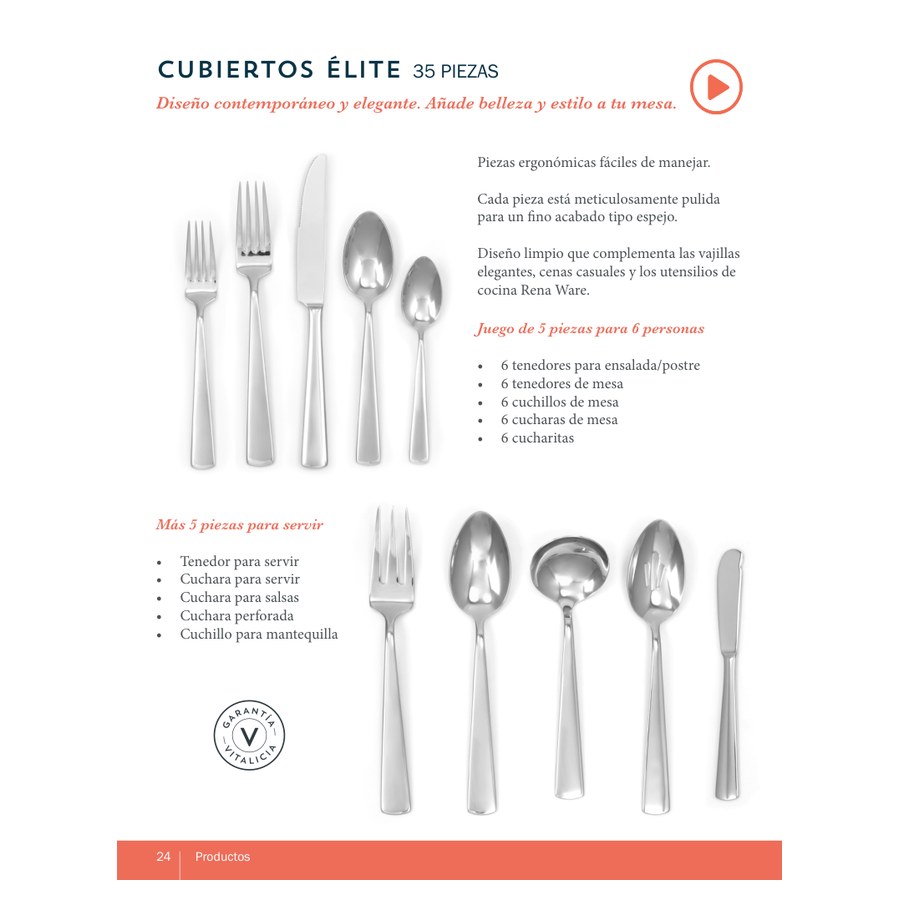 Cubiertos Élite 35 piezas